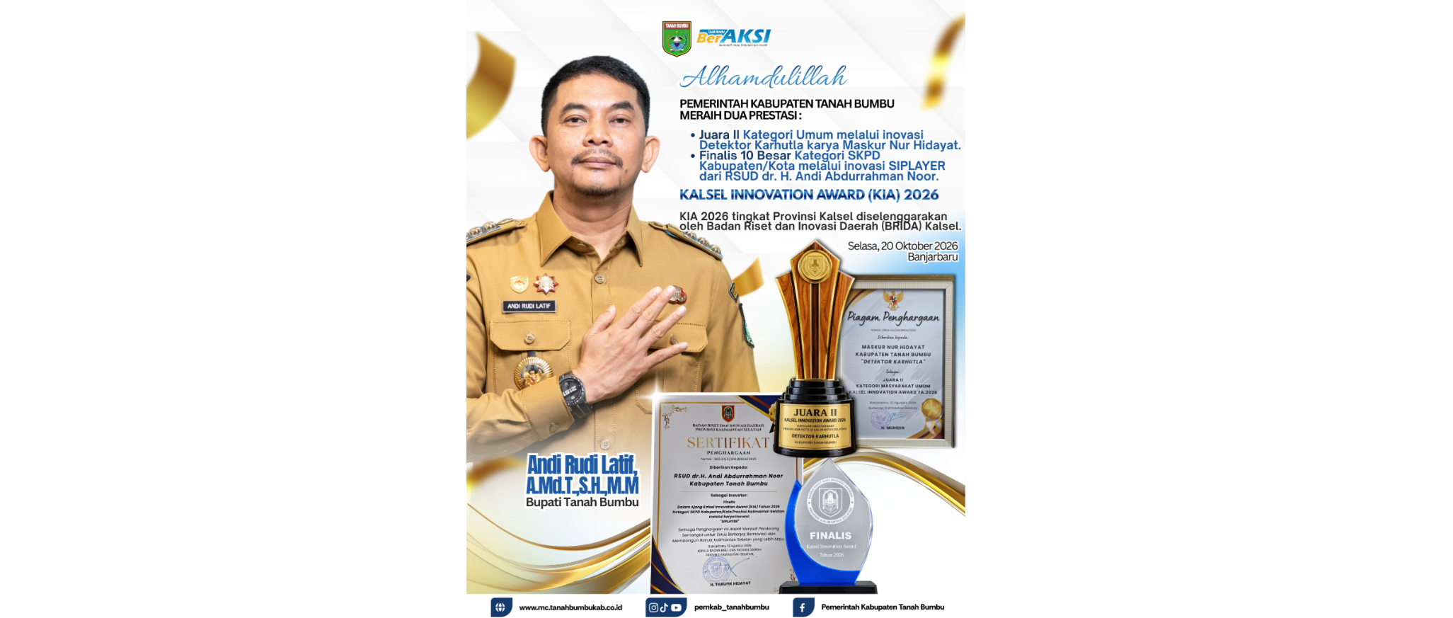 Detektor Karhutla Tanah Bumbu Raih Juara II Kalsel Innovation Award 2026, SIPLAYER Masuk 10 Besar
